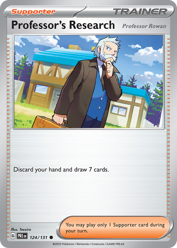 124/131 - Professor's Research (Professor Rowan) - Poké Ball Reverse Holo - Prismatic Evolutions