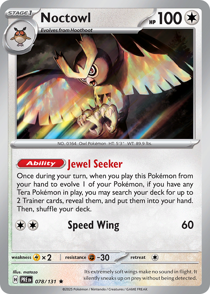 078/131 - Noctowl - Poké Ball Reverse Holo - Prismatic Evolutions
