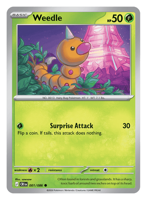 001/086 - Weedle - Reverse Holo - Chaos Rising