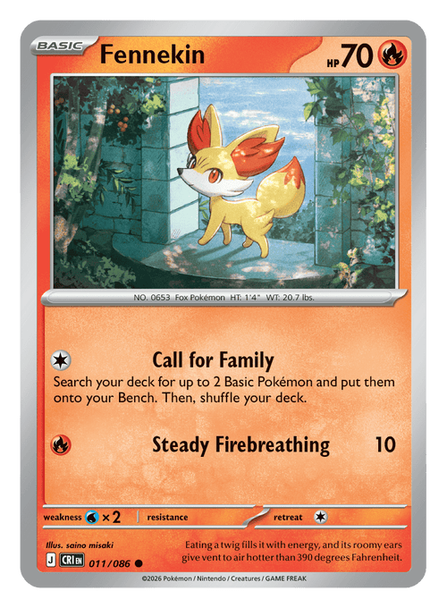 011/086 - Fennekin - Reverse Holo - Chaos Rising