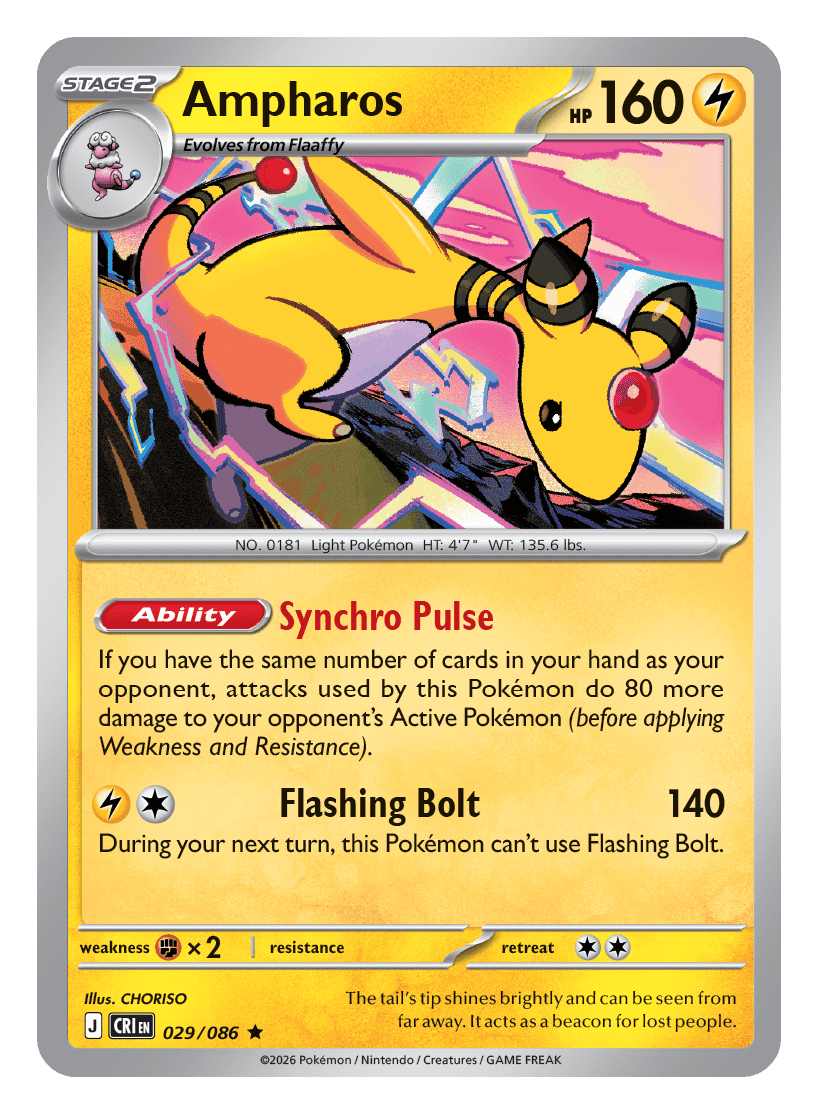 029/086 - Ampharos - Reverse Holo - Chaos Rising