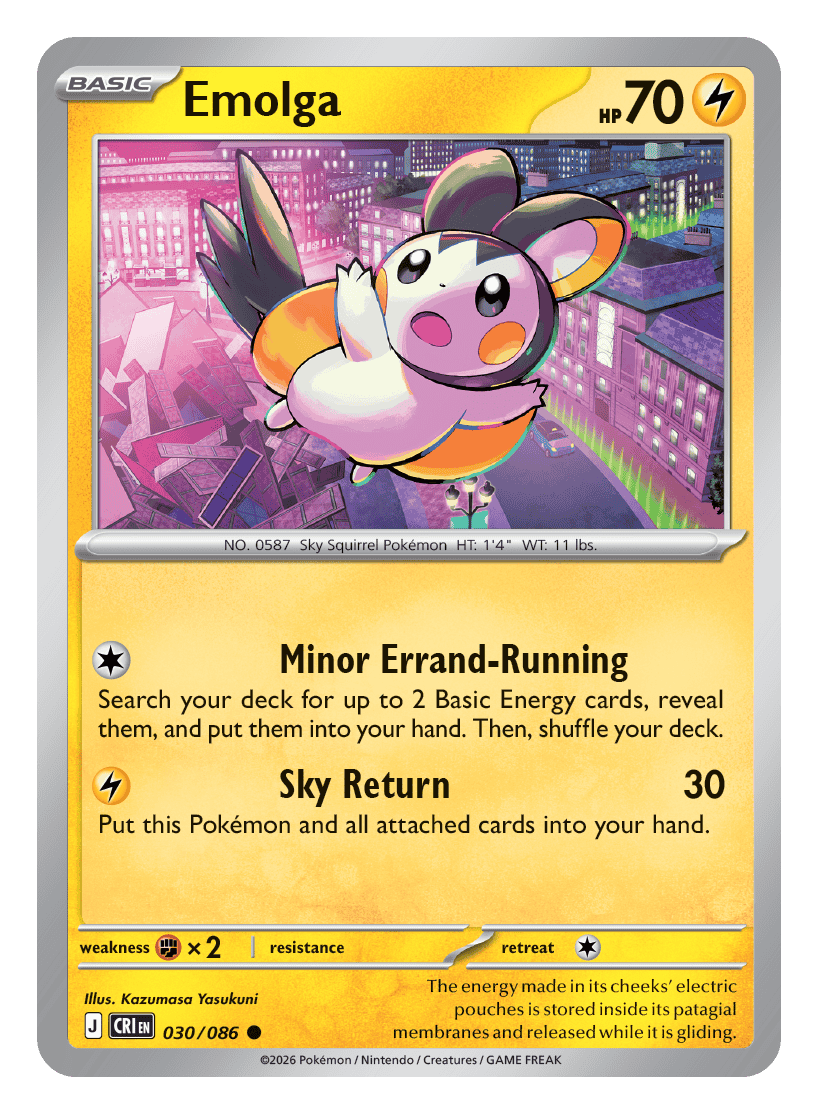 030/086 - Emolga - Reverse Holo - Chaos Rising