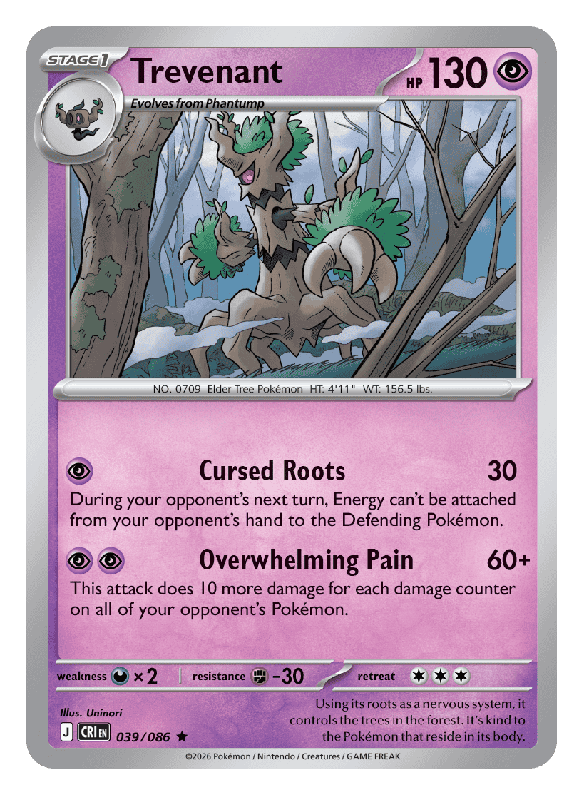 039/086 - Trevenant - Reverse Holo - Chaos Rising