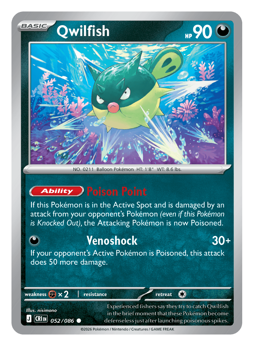 052/086 - Qwilfish - Reverse Holo - Chaos Rising
