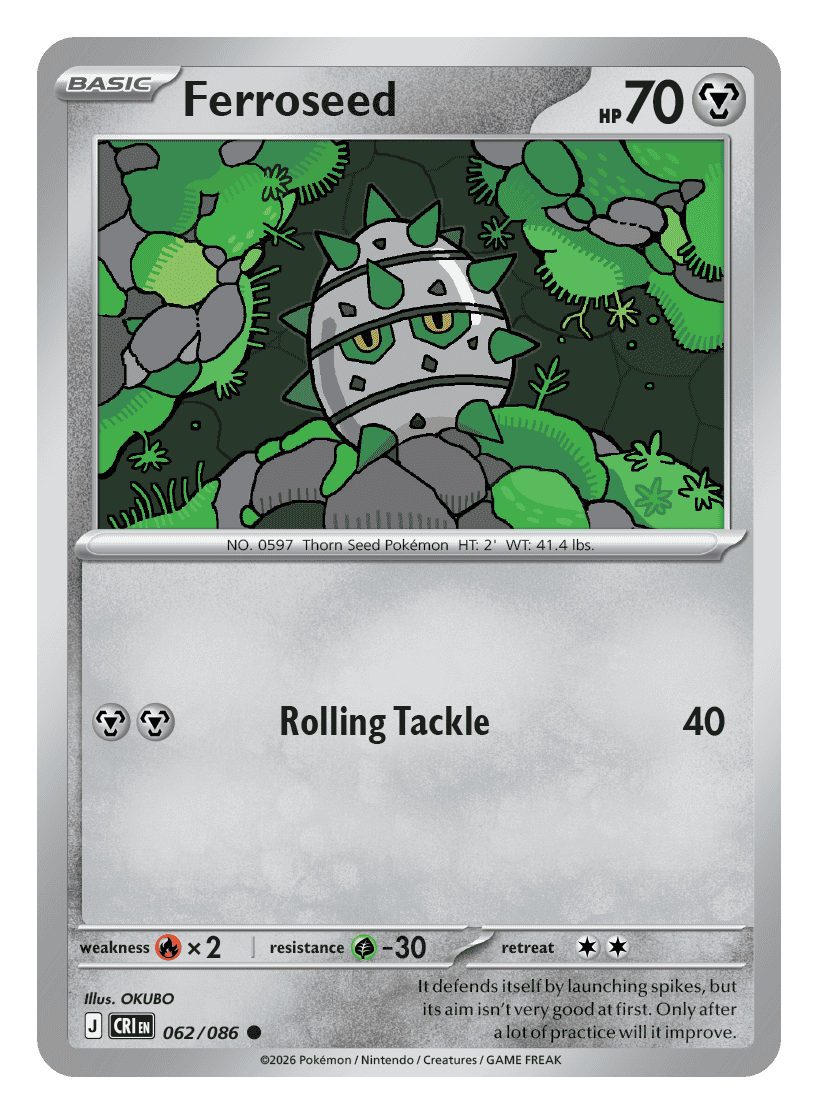 062/086 - Ferroseed - Reverse Holo - Chaos Rising