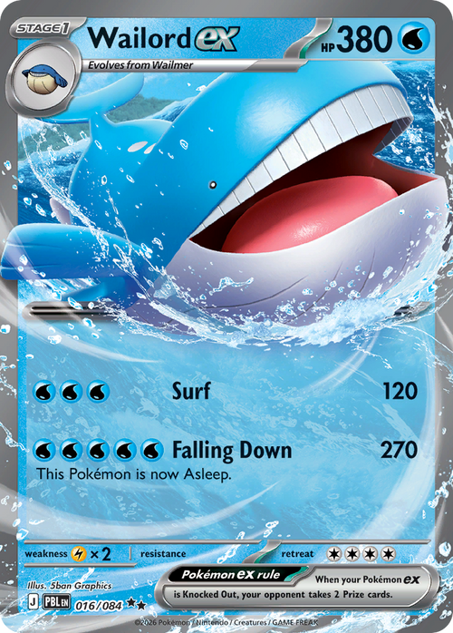 016/084 - Wailord EX - Double Rare - Pitch Black
