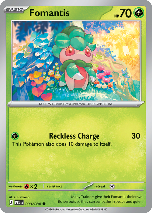 003/084 - Fomantis - Reverse Holo - Pitch Black